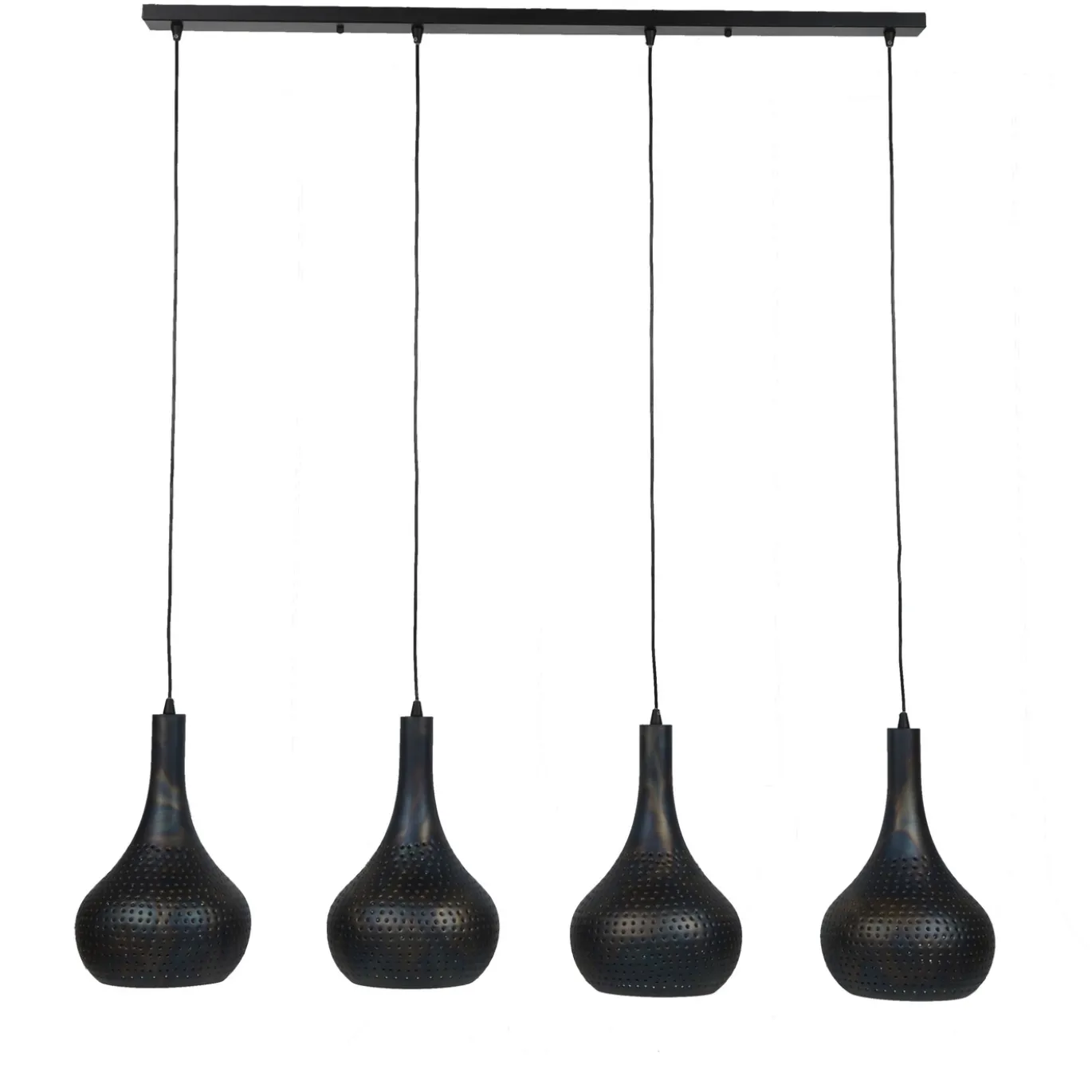 Hanglamp 4L Punch Kegel Zwart/Bruin - Giga Meubel