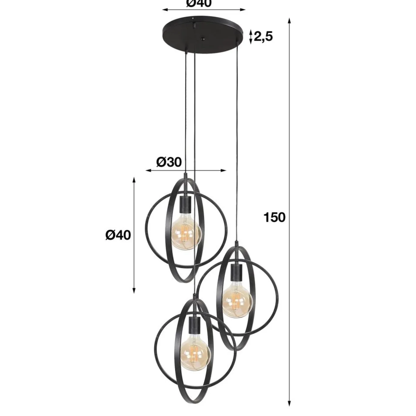 Hanglamp 3L Turn Around Getrapt - Giga Meubel