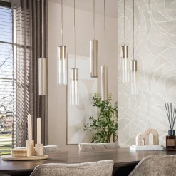 Hanglamp Lungo 4+3-Lichts Beige - Giga Meubel