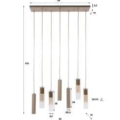 Hanglamp Lungo 4+3-Lichts Beige - Giga Meubel