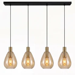 Hanglamp Manuela 4-Lichts Amber Glas - Giga Meubel