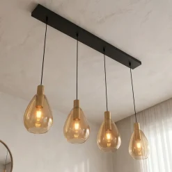 Hanglamp Manuela 4-Lichts Amber Glas - Giga Meubel