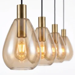 Hanglamp Manuela 4-Lichts Amber Glas - Giga Meubel