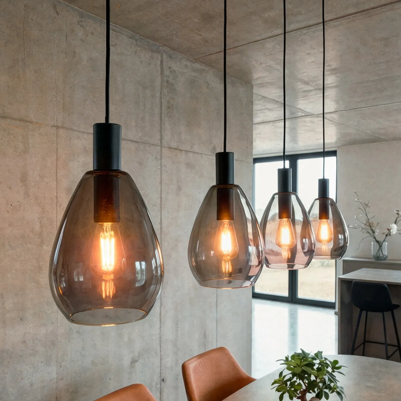 Hanglamp Manuela 4-Lichts Smoke Glas - Giga Meubel