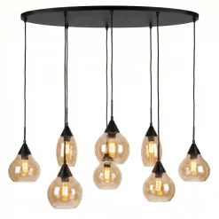 Hanglamp Mees 8-Lichts Amber Glas - Giga Meubel
