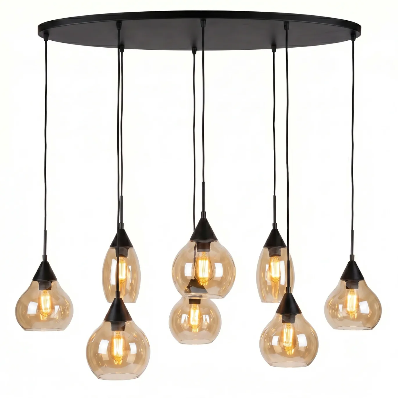 Hanglamp Mees 8-Lichts Amber Glas - Giga Meubel