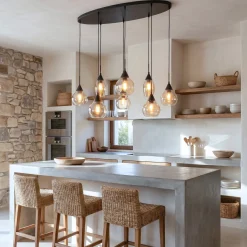 Hanglamp Mees 8-Lichts Amber Glas - Giga Meubel