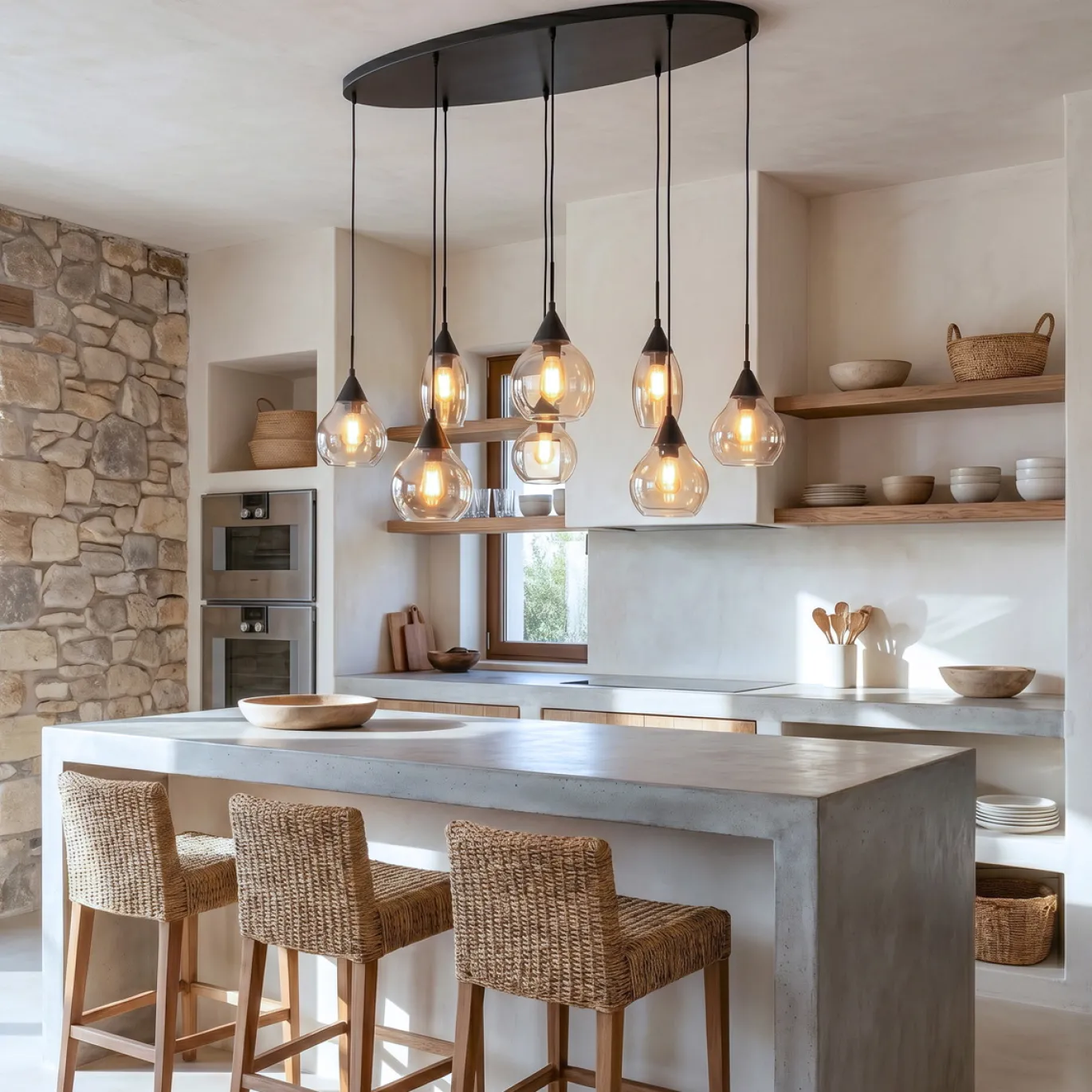 Hanglamp Mees 8-Lichts Amber Glas - Giga Meubel
