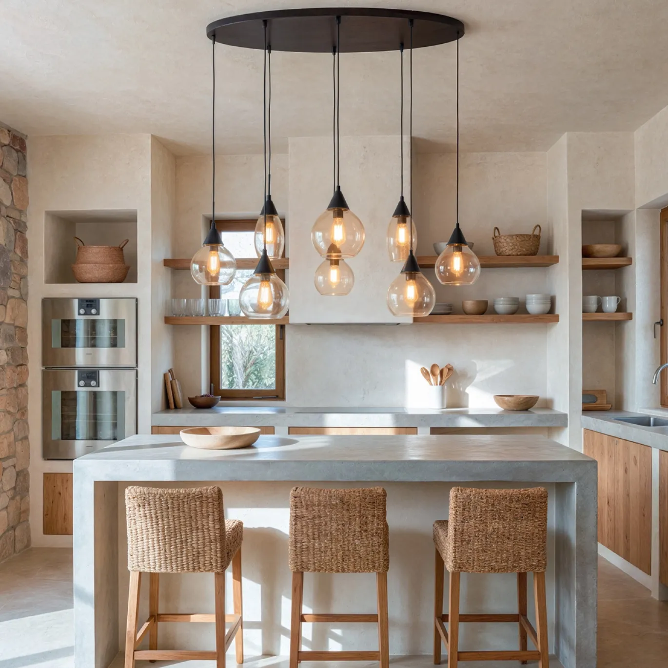 Hanglamp Mees 8-Lichts Amber Glas - Giga Meubel