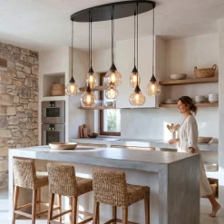 Hanglamp Mees 8-Lichts Amber Glas - Giga Meubel