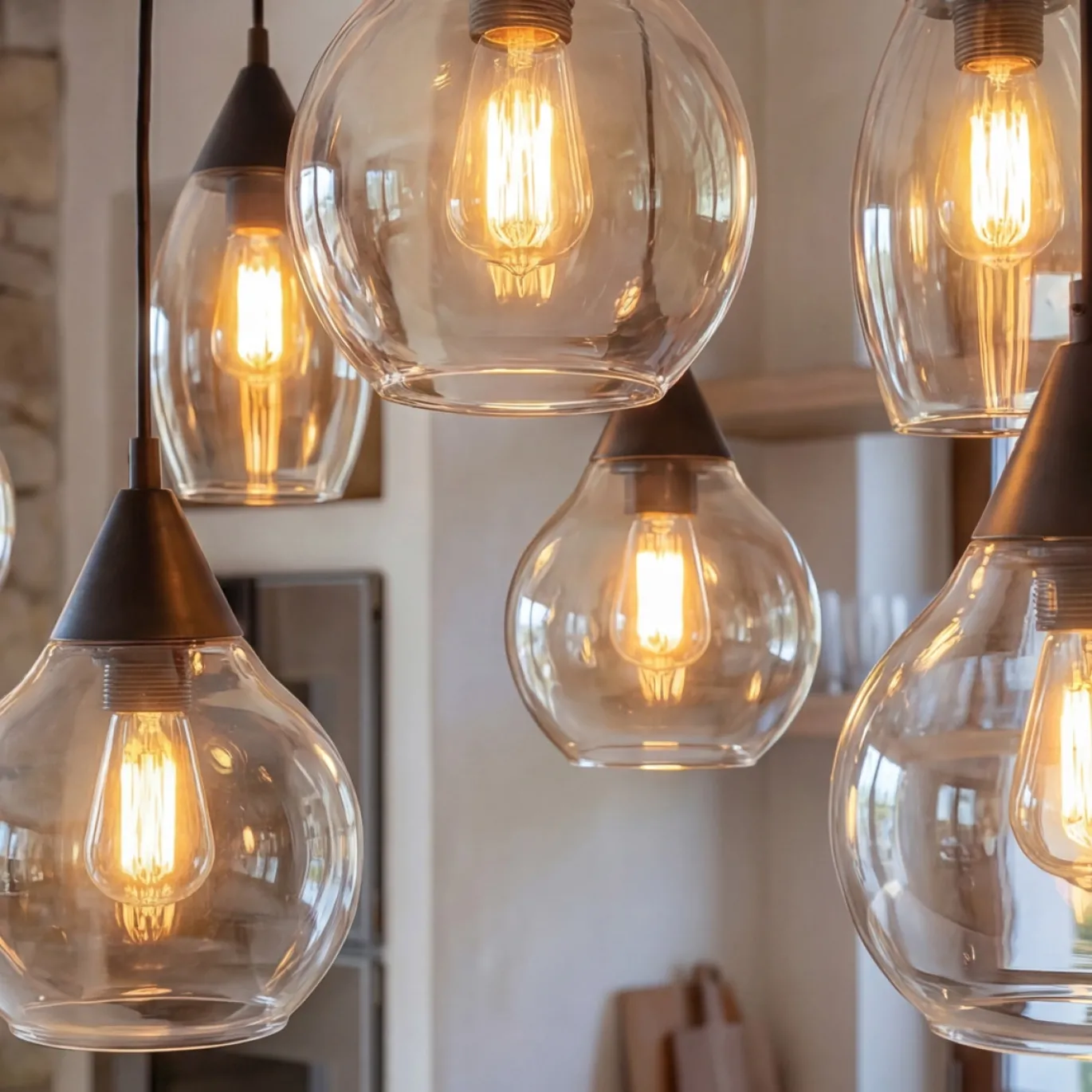 Hanglamp Mees 8-Lichts Amber Glas - Giga Meubel