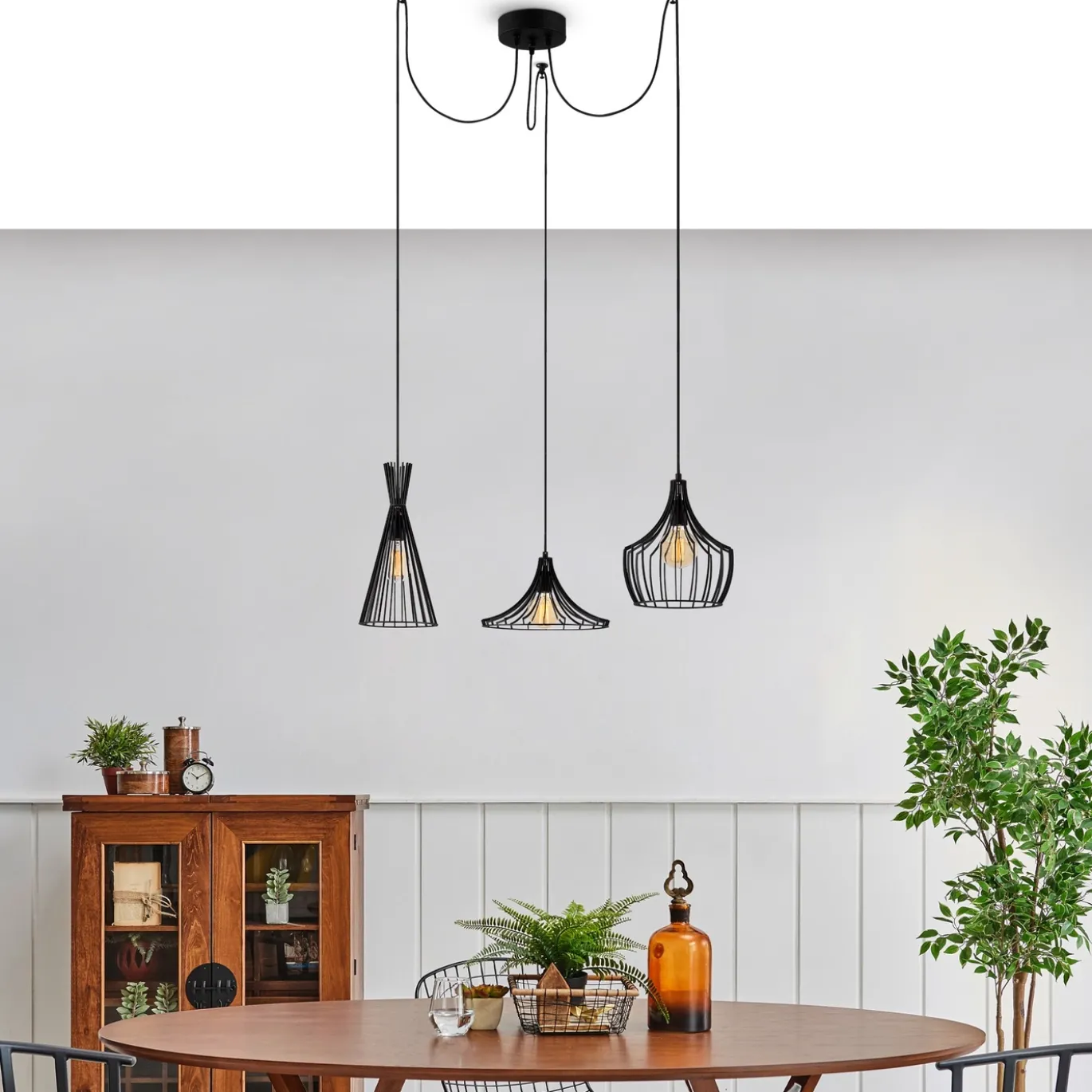 Hanglamp Mezopotamya Clip Zwart 3-Lichts
