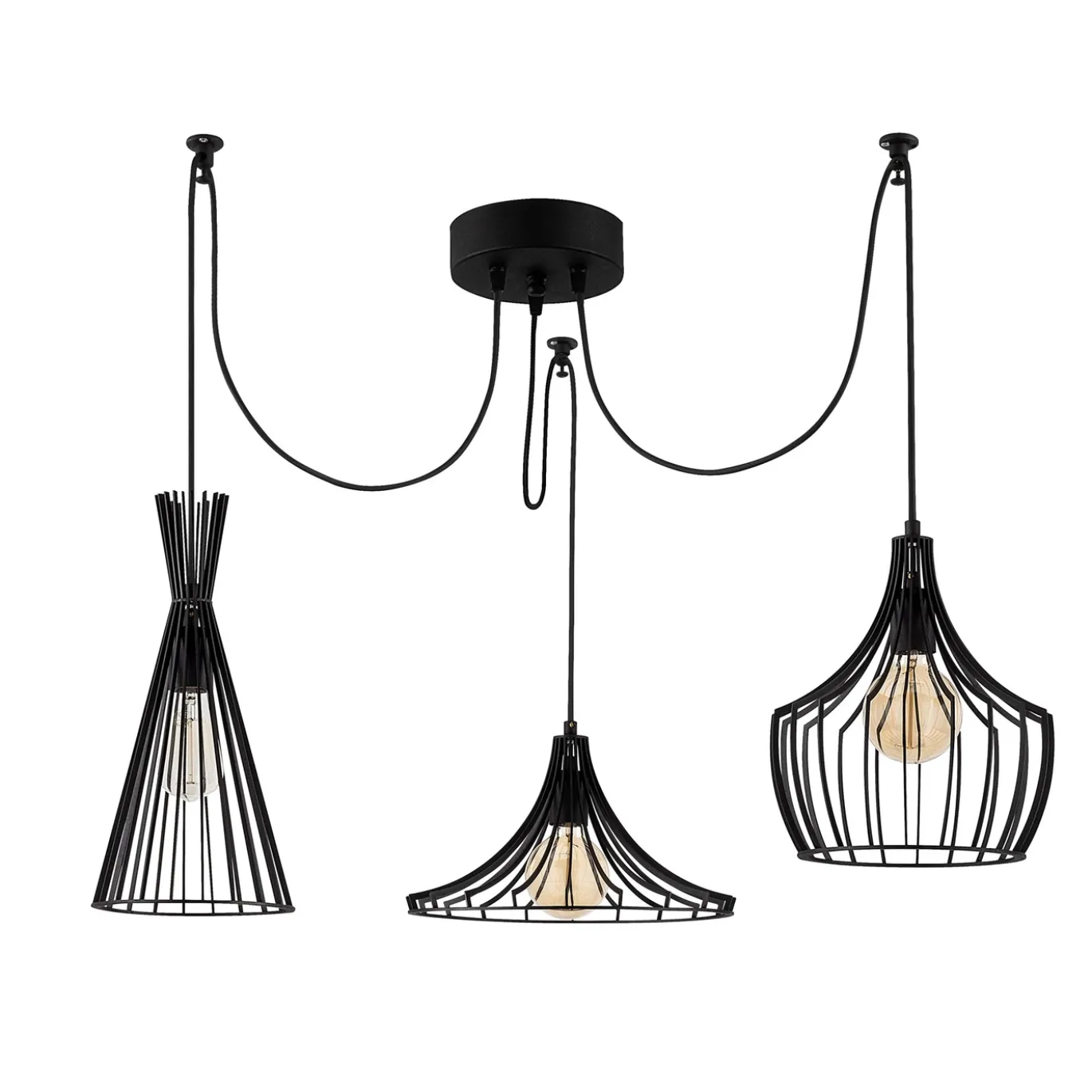 Hanglamp Mezopotamya Clip Zwart 3-Lichts