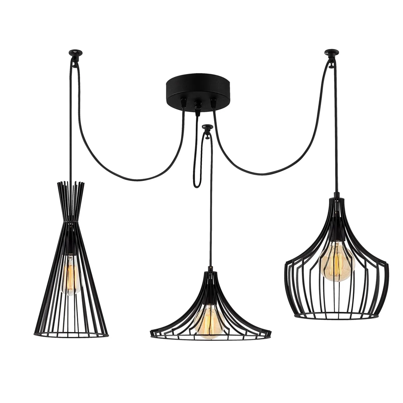 Hanglamp Mezopotamya Clip Zwart 3-Lichts