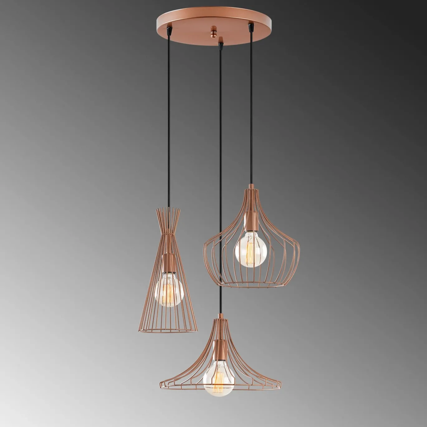 Hanglamp Mezopotamya Koper 3-Lichts Getrapt