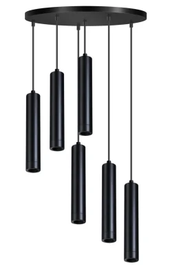 Hanglamp Miller 6-Lichts Getrapt Zwart - Giga Meubel