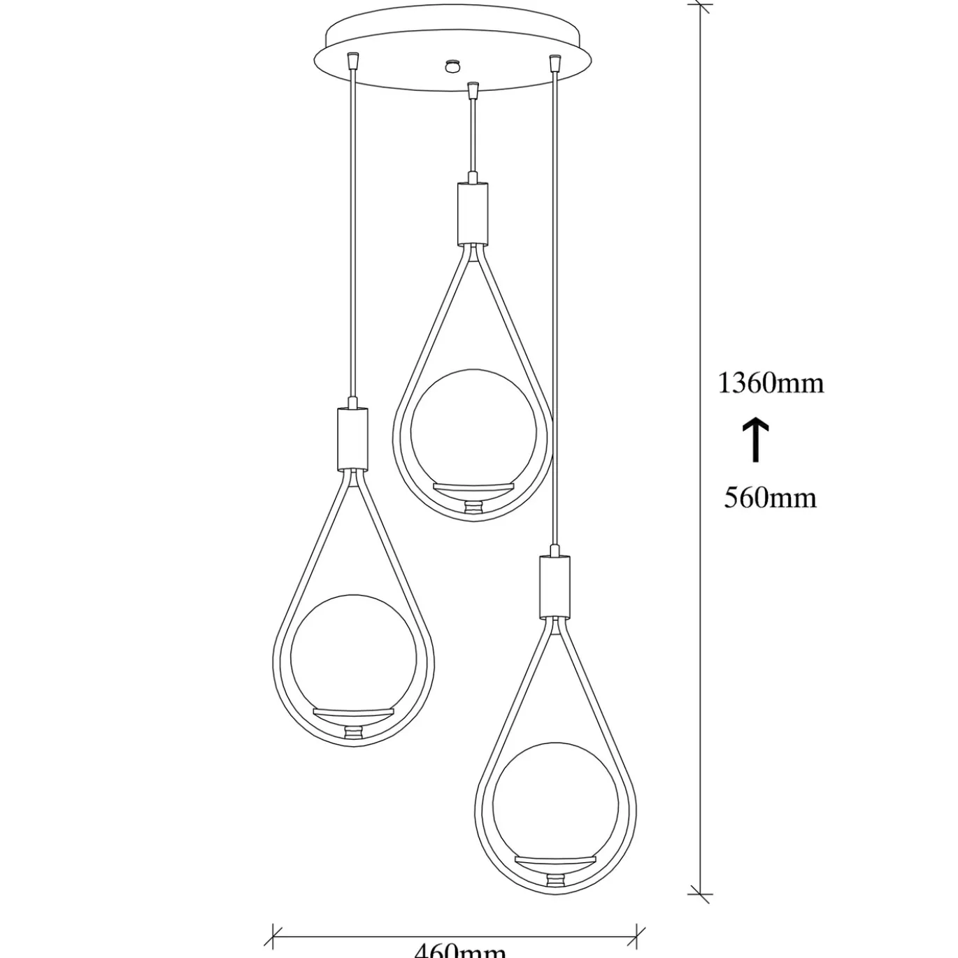 Hanglamp Mudoni Drop 3-Lichts Zwart