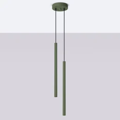 Hanglamp Pastelo 2-Lichts Getrapt Olijfgroen - Giga Meubel