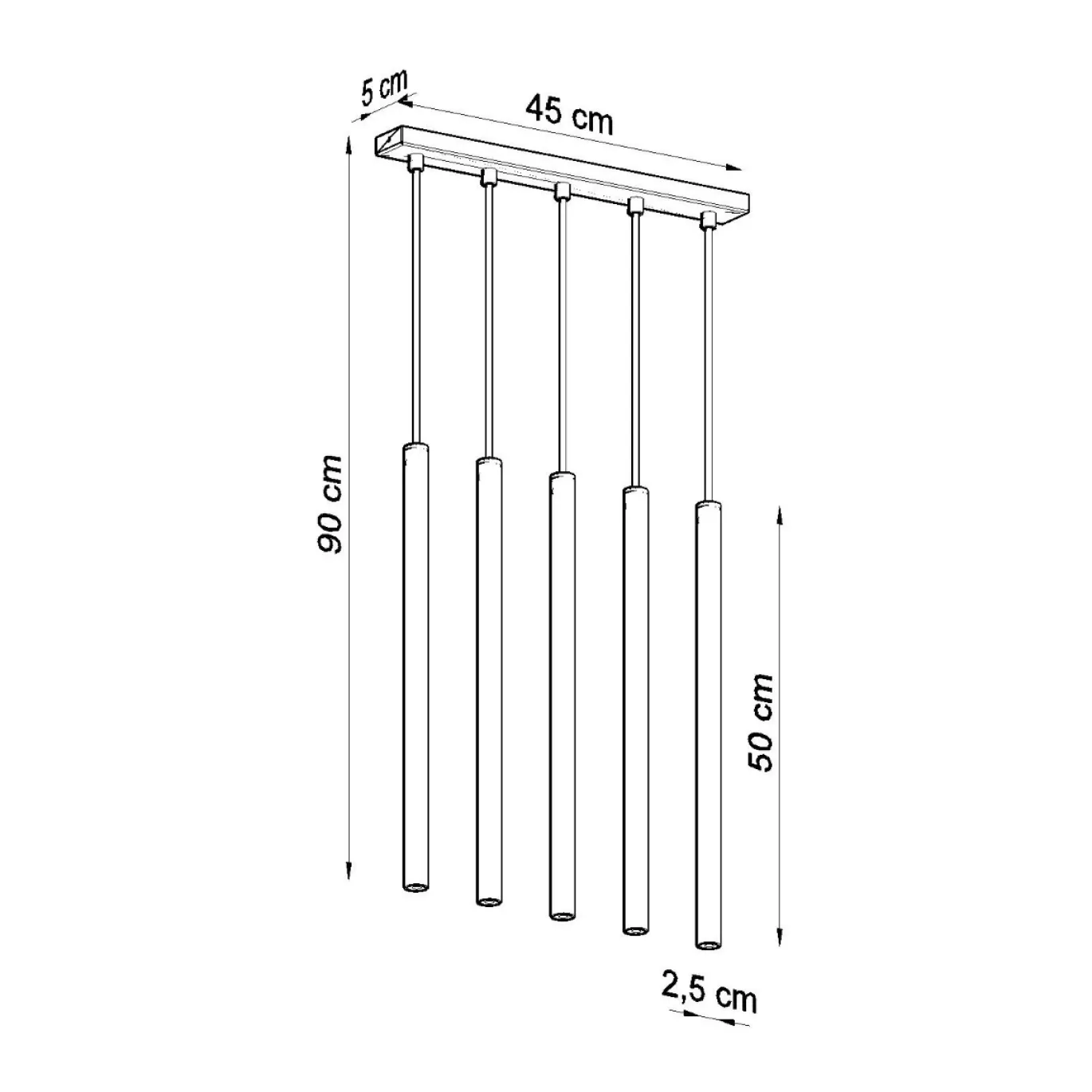Hanglamp Pastelo 5-Lichts Zwart - Giga Meubel