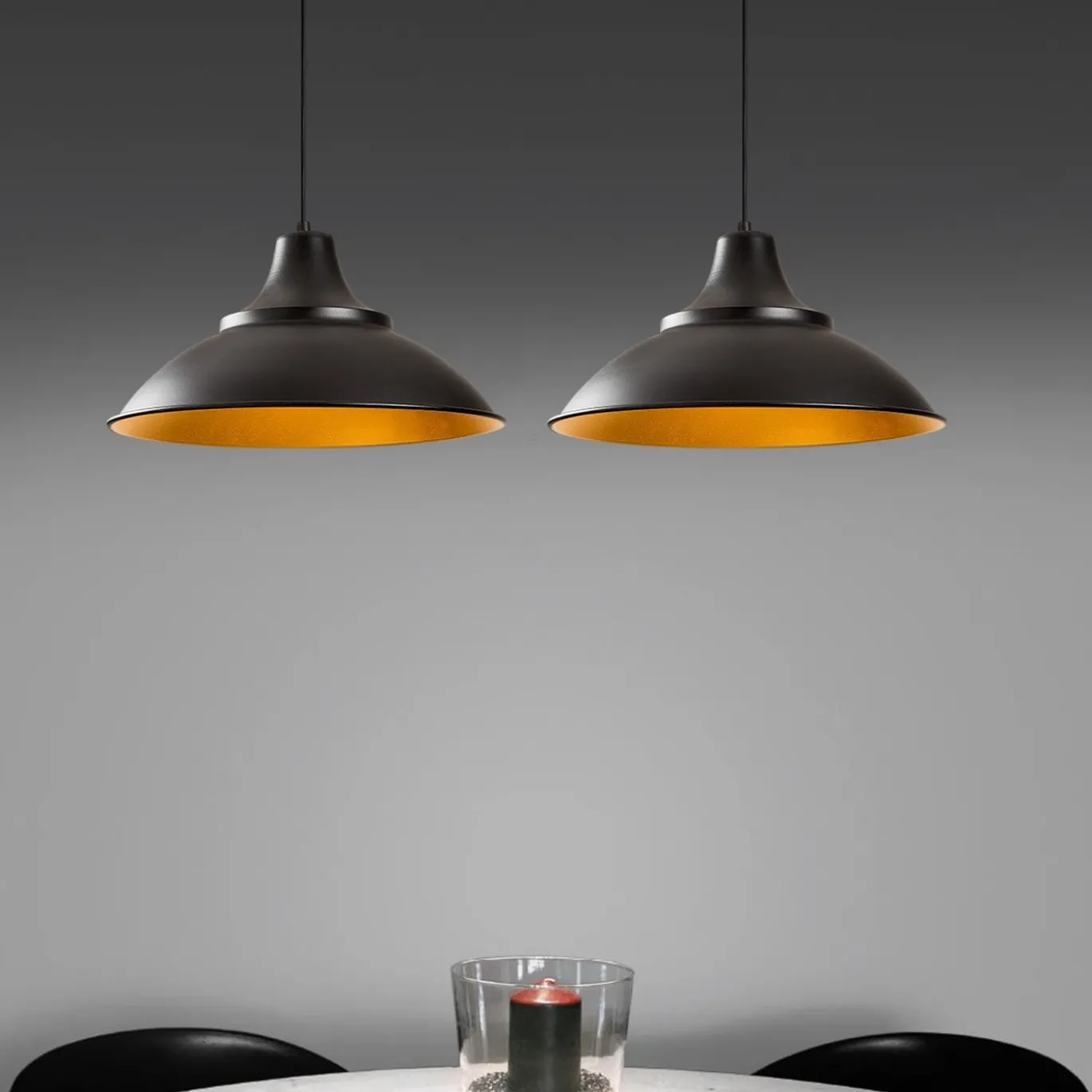Hanglamp Saglam Disc 2-Lichts Zwart