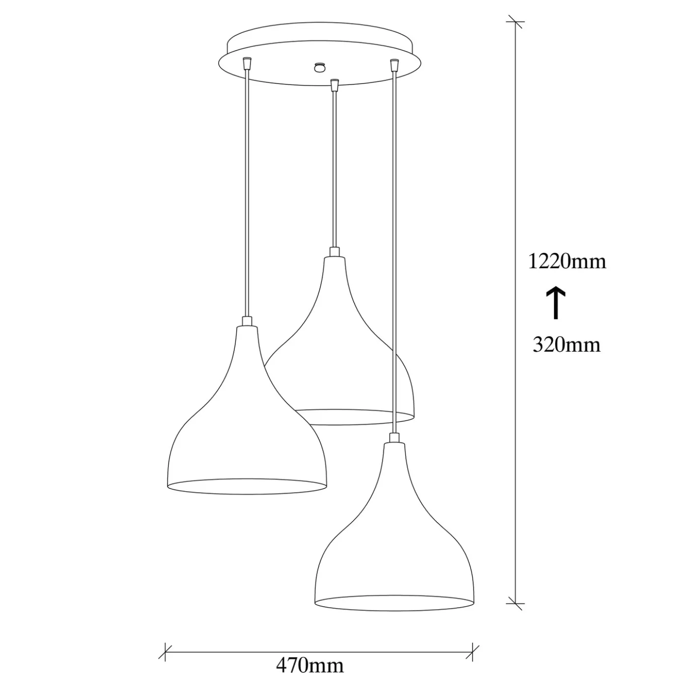 Hanglamp Saglam Funnel 3-Lichts Getrapt Koper