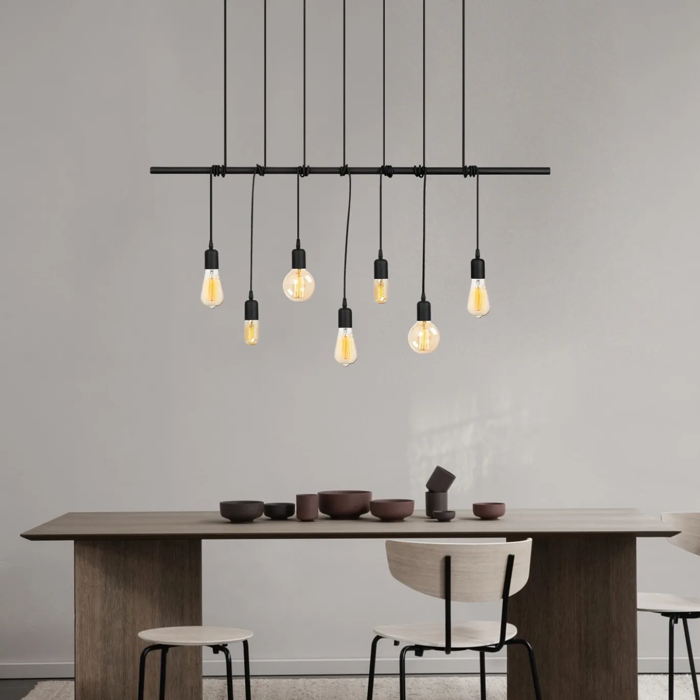 Hanglamp Salkim 7-Lichts Zwart