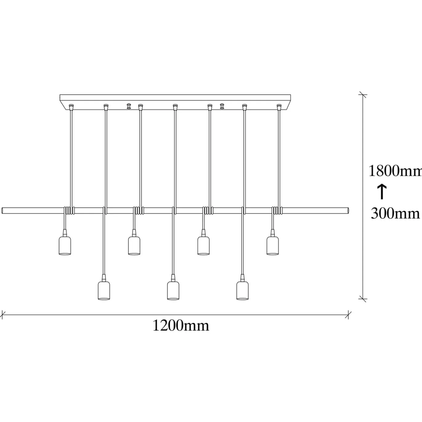 Hanglamp Salkim 7-Lichts Zwart