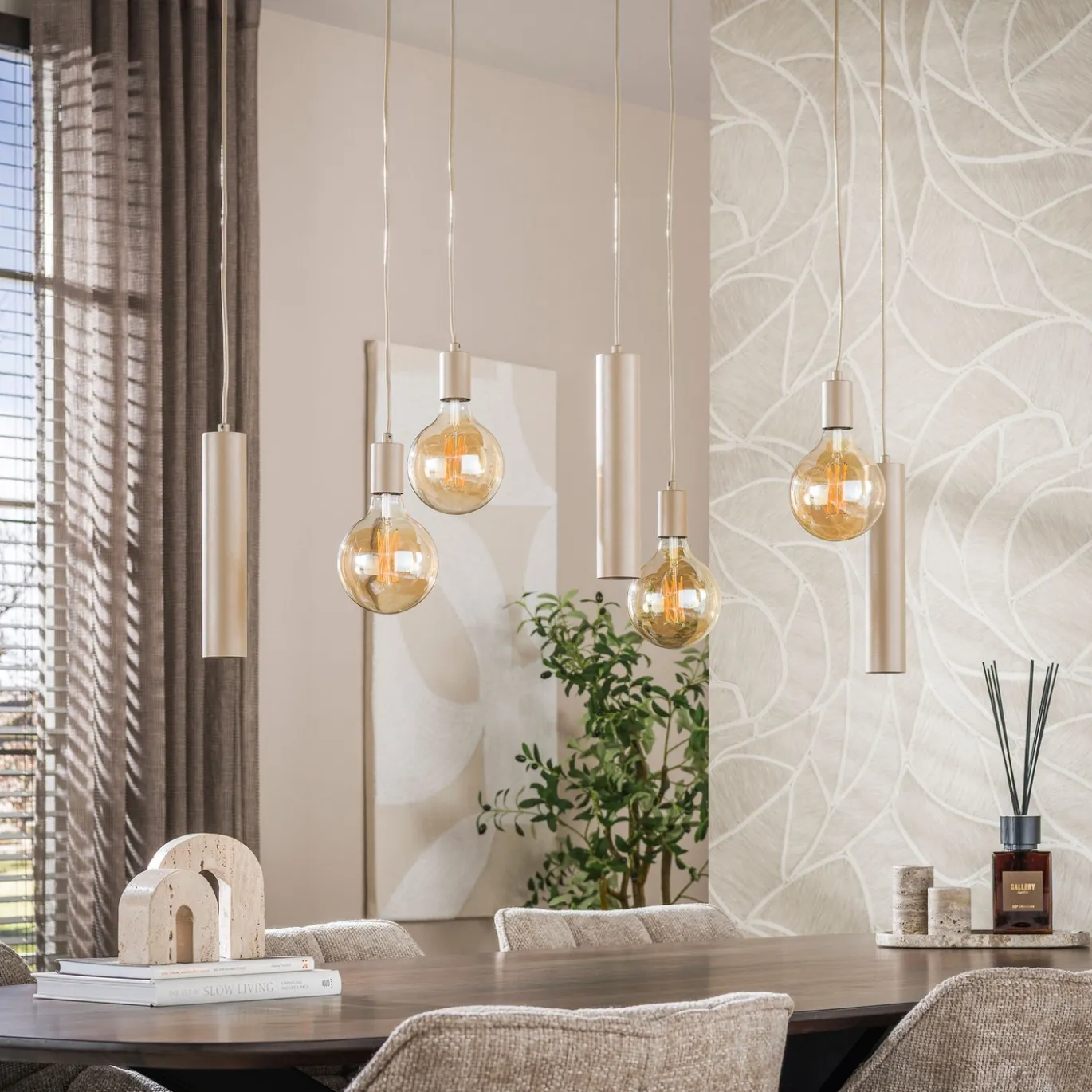 Hanglamp Senso 4+3-Lichts Beige - Giga Meubel
