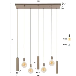 Hanglamp Senso 4+3-Lichts Beige - Giga Meubel