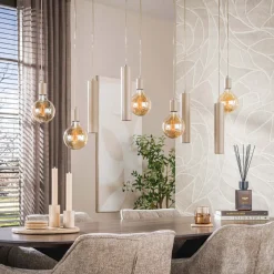 Hanglamp Senso 5+4-Lichts Beige - Giga Meubel