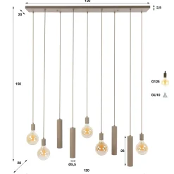 Hanglamp Senso 5+4-Lichts Beige - Giga Meubel