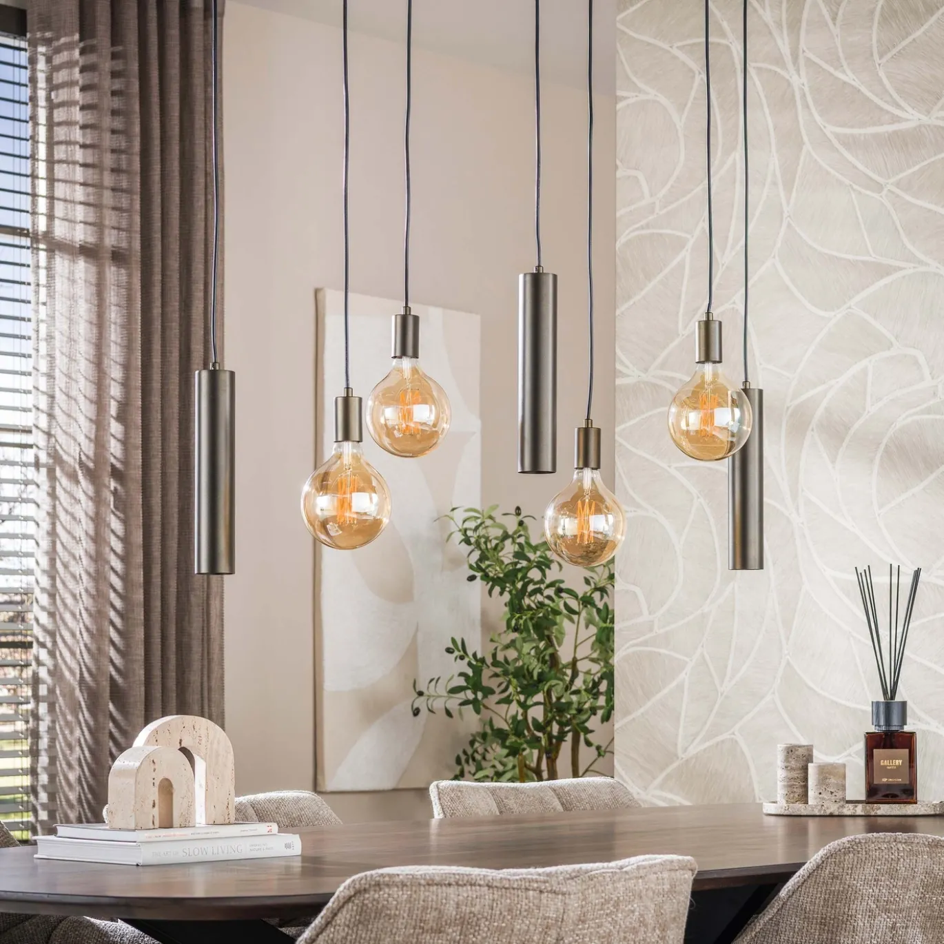Hanglamp Senso 4+3-Lichts Sienna Bruin - Giga Meubel