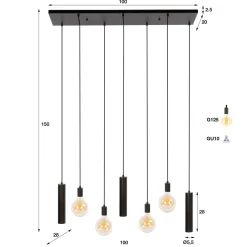Hanglamp Senso 4+3-Lichts Sienna Bruin - Giga Meubel