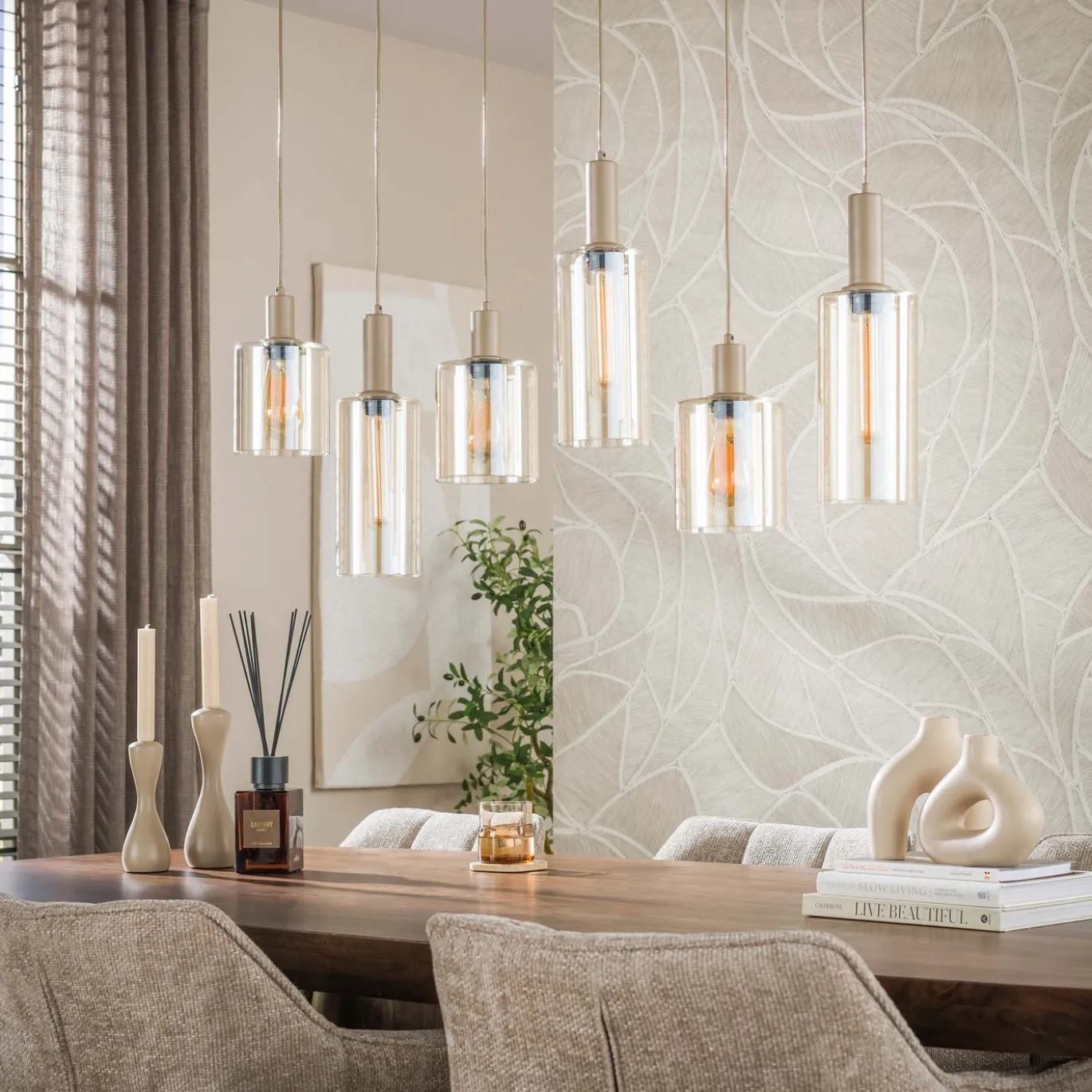 Hanglamp Sepiora 6-Lichts Beige - Giga Meubel