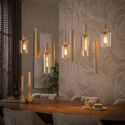 Hanglamp Sepiora 5+4-Lichts Beige - Giga Meubel