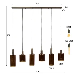 Hanglamp Sepiora 6-Lichts Bruin - Giga Meubel