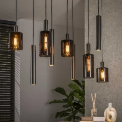 Hanglamp Sepiora 5+4-lichts Sienna Bruin - Giga Meubel