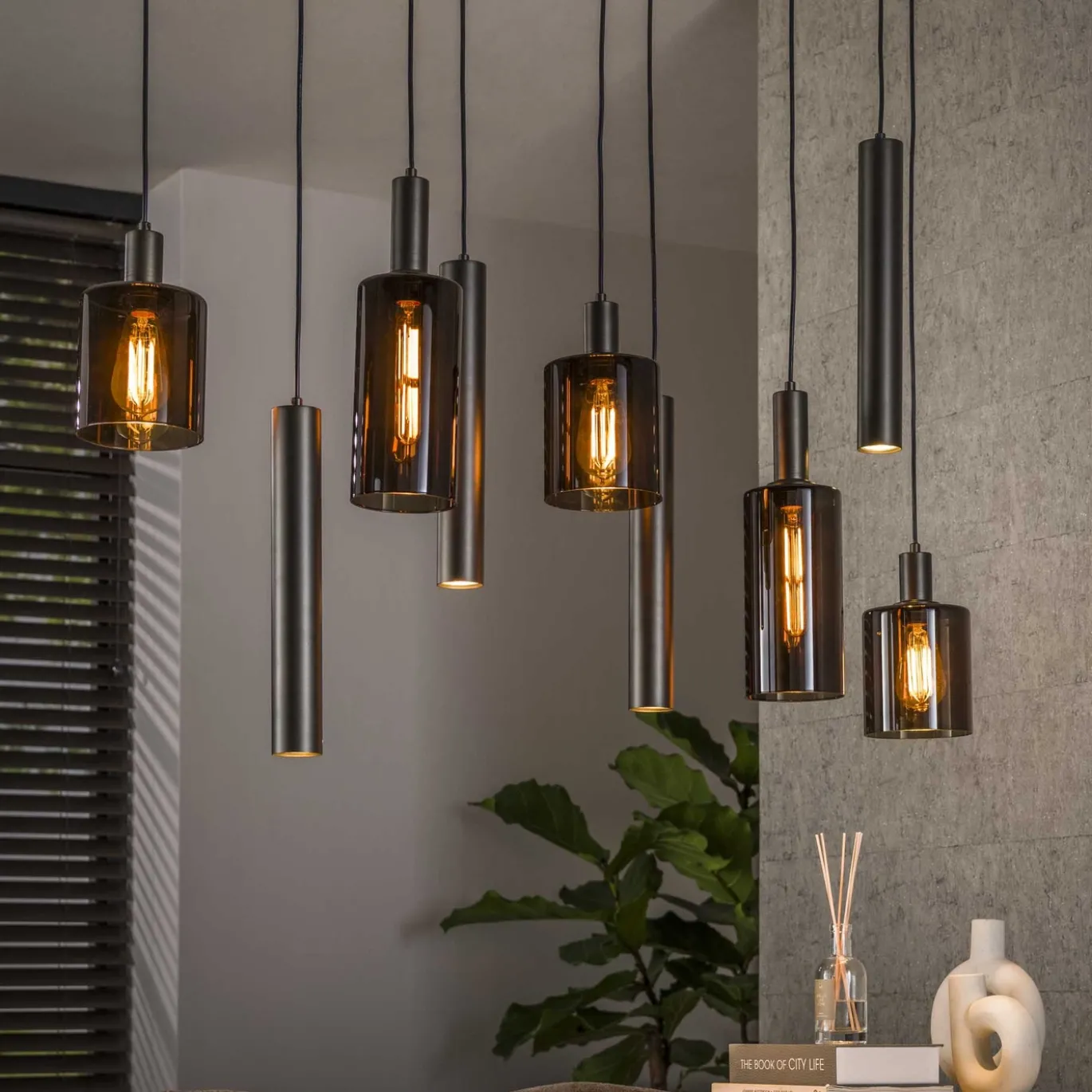 Hanglamp Sepiora 5+4-lichts Sienna Bruin - Giga Meubel