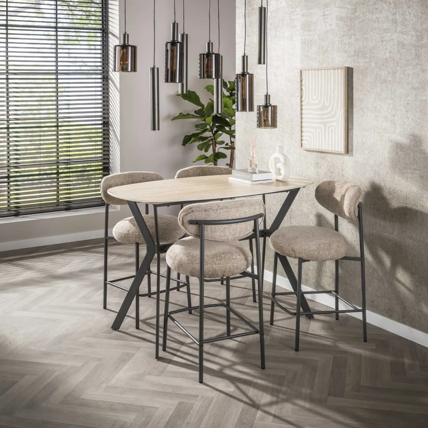 Hanglamp Sepiora 5+4-lichts Sienna Bruin - Giga Meubel