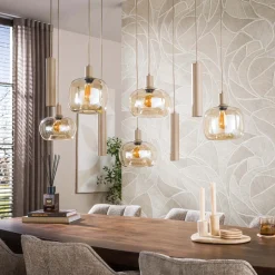Hanglamp Serene 5+4-Lichts Beige - Giga Meubel