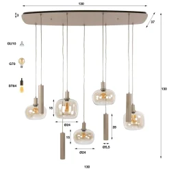 Hanglamp Serene 5+4-Lichts Beige - Giga Meubel