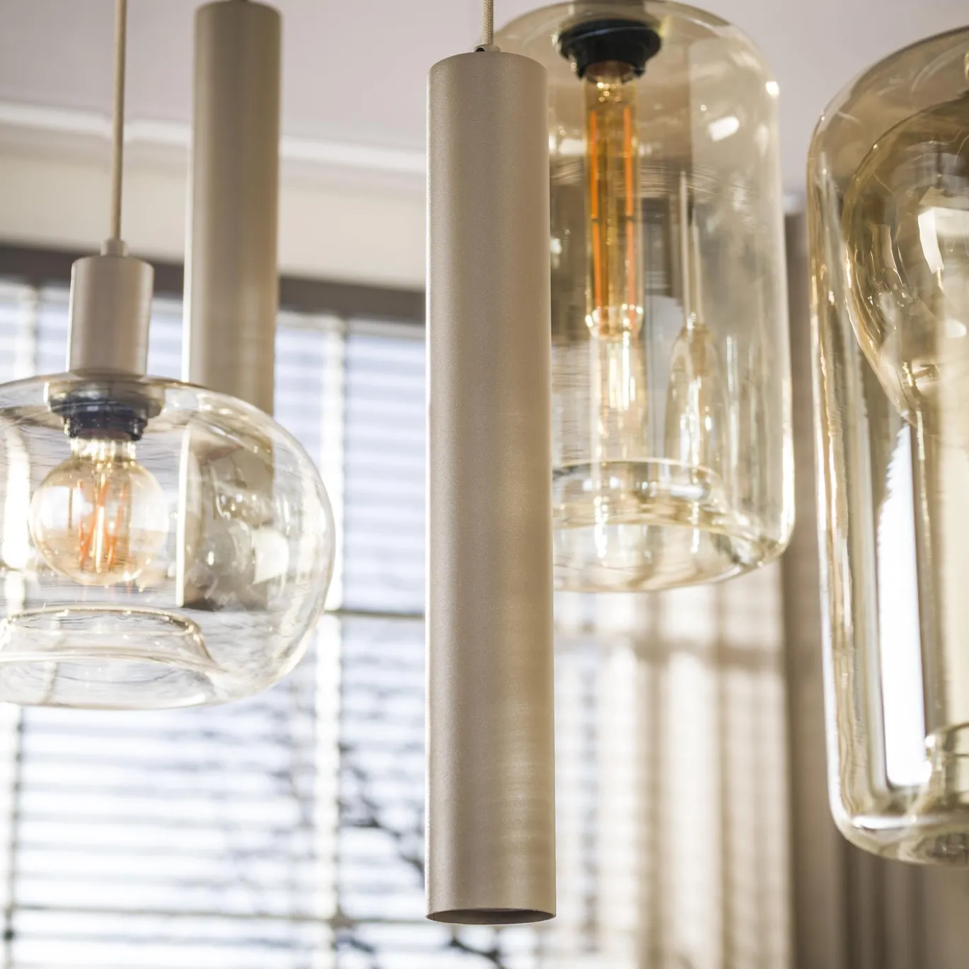 Hanglamp Serene 4+3-lichts Beige - Giga Meubel