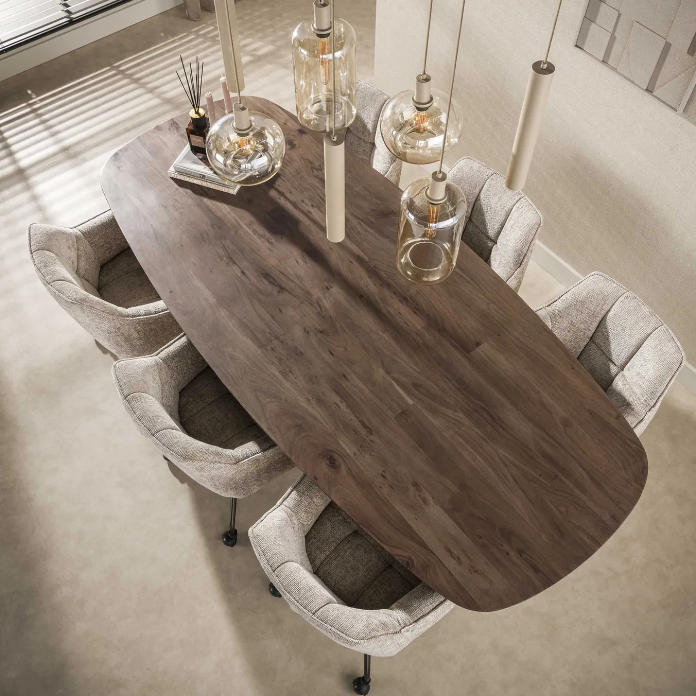 Hanglamp Serene 4+3-lichts Beige - Giga Meubel
