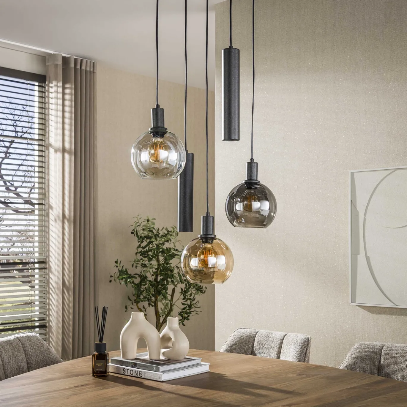 Hanglamp Sfera Tricolore Getrapt 5-lichts Artic Zwart - Giga Meubel
