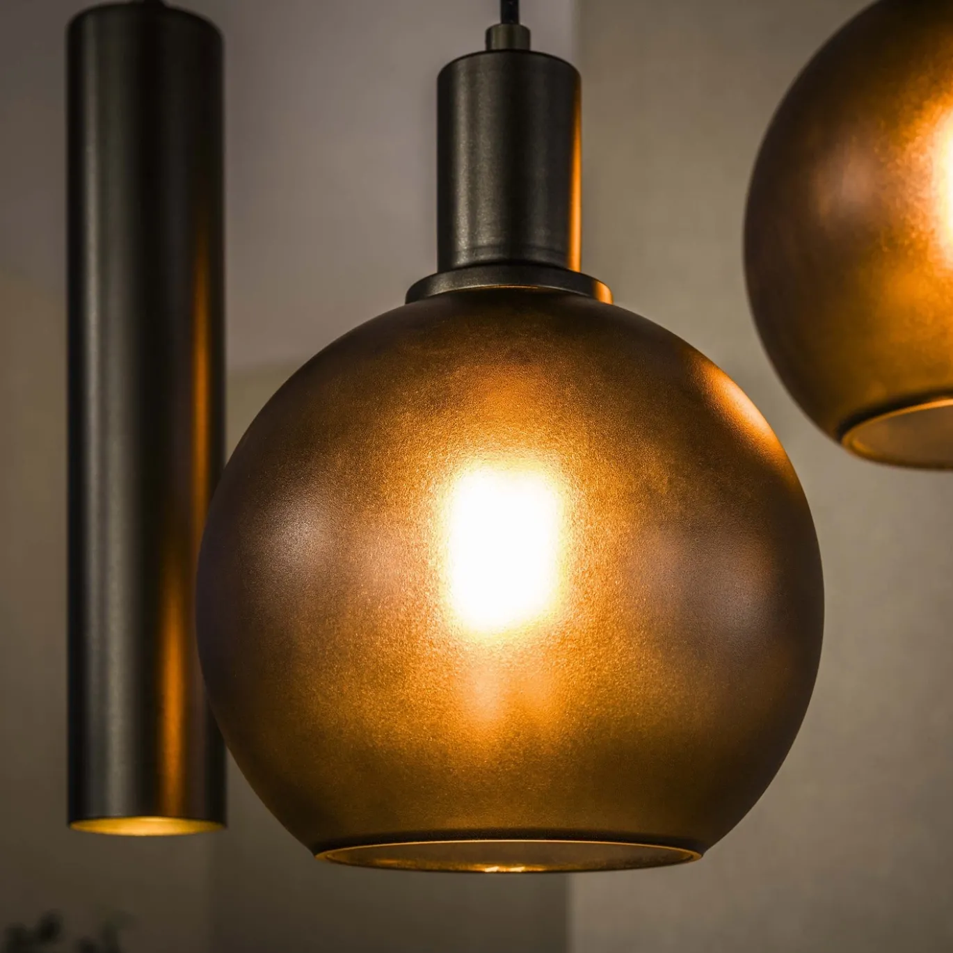 Hanglamp Sfera Tricolore Getrapt 5-Lichts Sienna Bruin/Frosted - Giga Meubel
