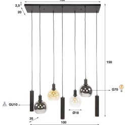 Hanglamp Sfera Tricolore 4+3-lichts Artic Zwart - Giga Meubel