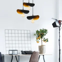 Hanglamp Sivani Leaf 3-Lichts Getrapt Zwart