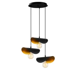 Hanglamp Sivani Leaf 3-Lichts Getrapt Zwart