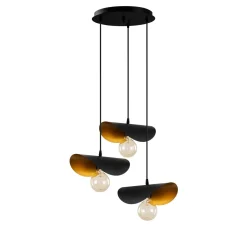 Hanglamp Sivani Leaf 3-Lichts Getrapt Zwart