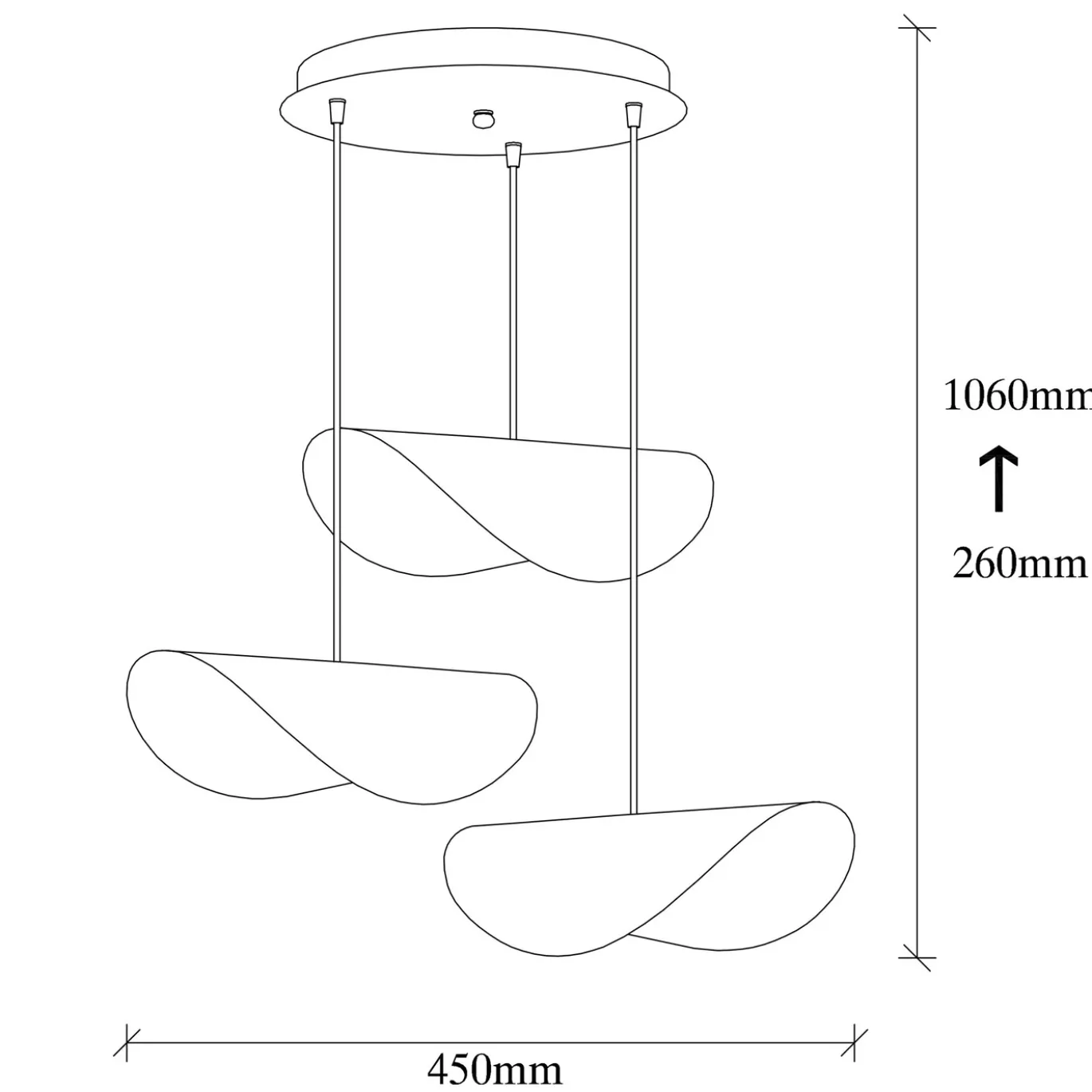 Hanglamp Sivani Leaf 3-Lichts Getrapt Zwart